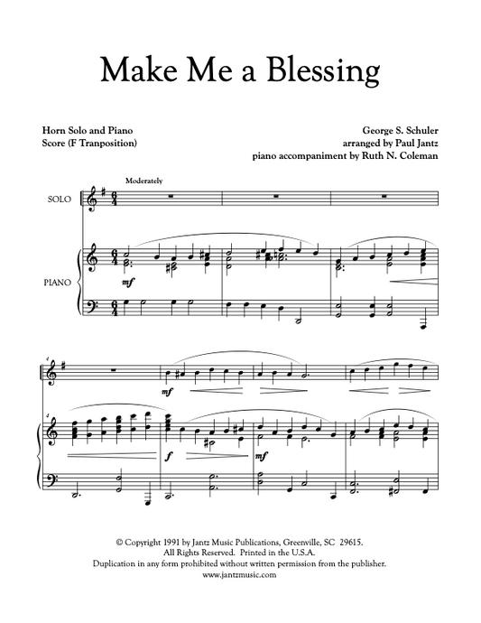 Make Me a Blessing - Horn Solo