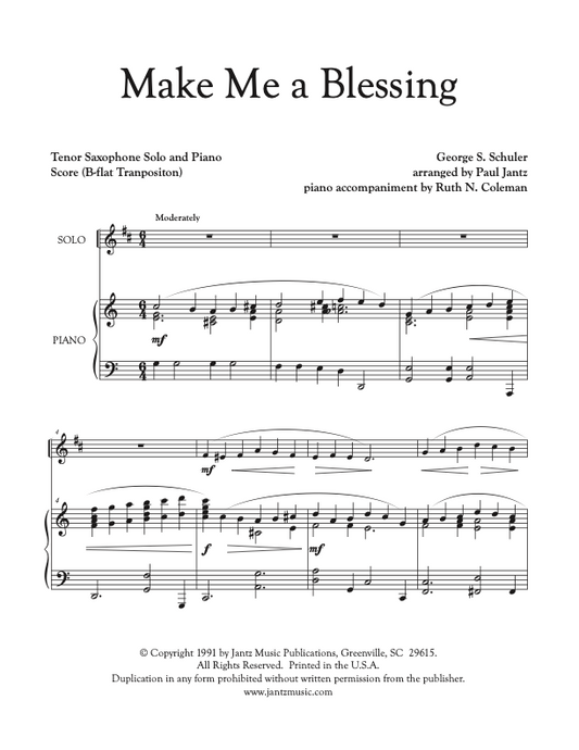 Make Me a Blessing - Tenor Saxophone Solo