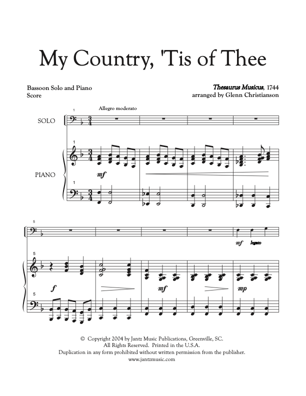 My Country, 'Tis of Thee - Bassoon Solo