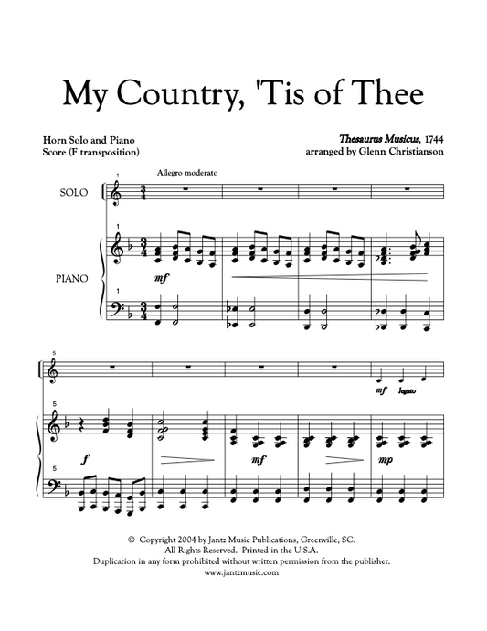 My Country, 'Tis of Thee - Horn Solo