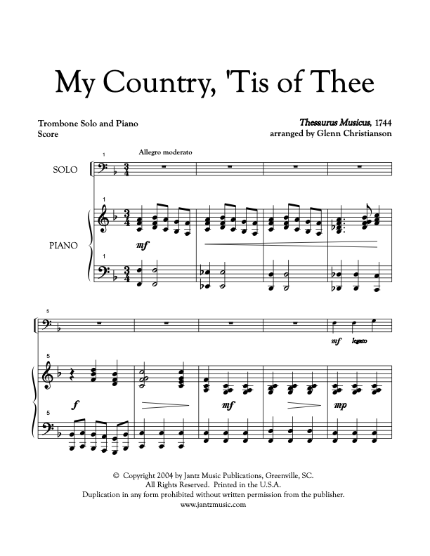 My Country, 'Tis of Thee - Trombone Solo