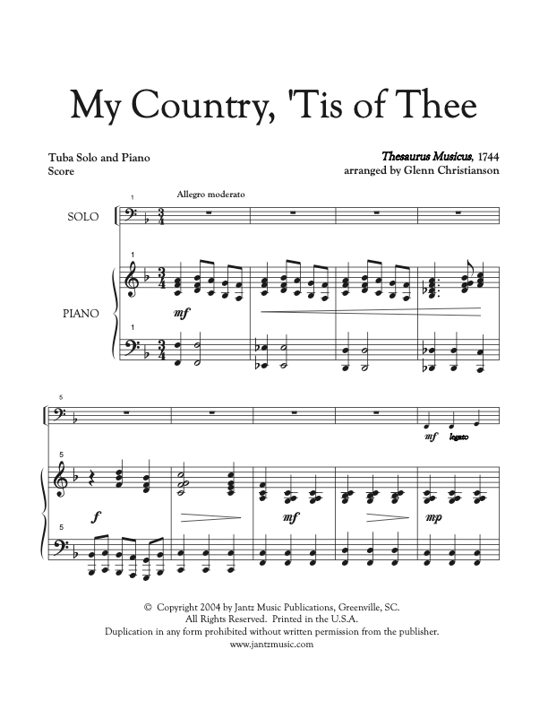 My Country, 'Tis of Thee - Tuba Solo