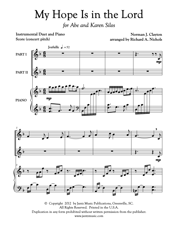 My Hope Is in the Lord - Combined Set of All Duet Instrument Options ...