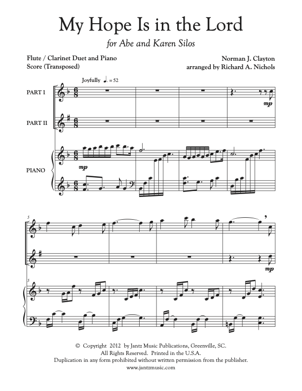 My Hope Is in the Lord - Flute/Clarinet Duet