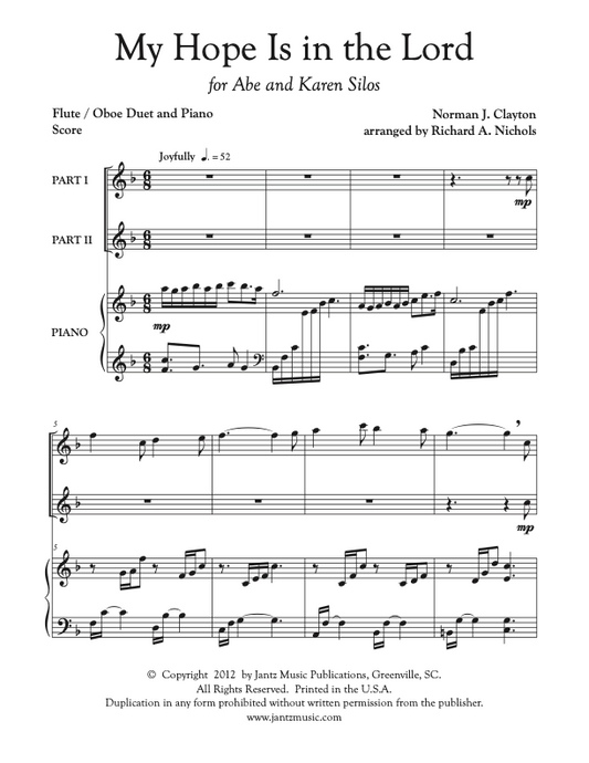 My Hope Is in the Lord - Flute/Oboe Duet