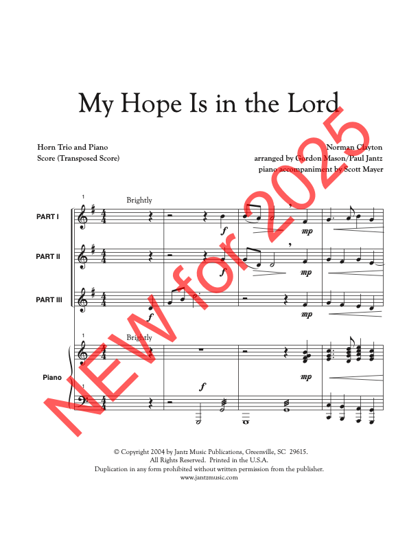 My Hope Is in the Lord - Horn Trio