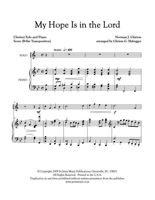My Hope Is in the Lord - Clarinet Solo