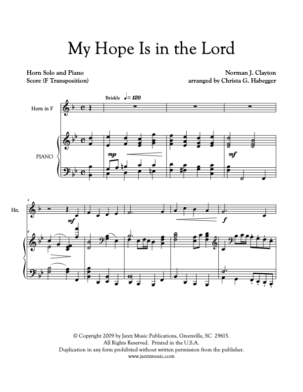 My Hope Is in the Lord - Horn Solo