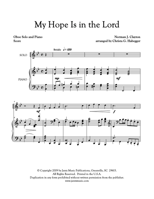 My Hope Is in the Lord - Oboe Solo