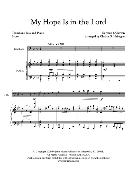 My Hope Is in the Lord - Trombone Solo