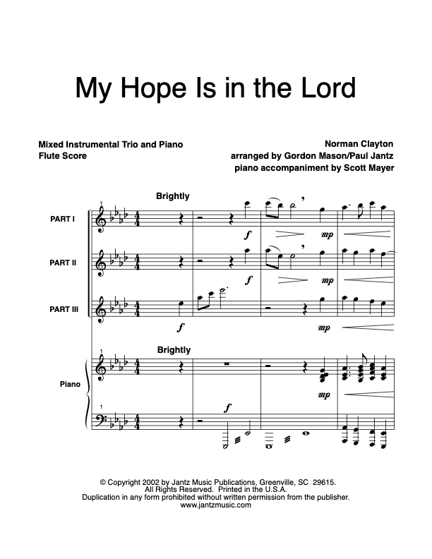 My Hope Is in the Lord - Flute Trio – Jantz Music Publications