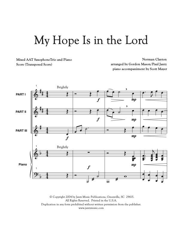 My Hope Is in the Lord - AAT Saxophone Trio