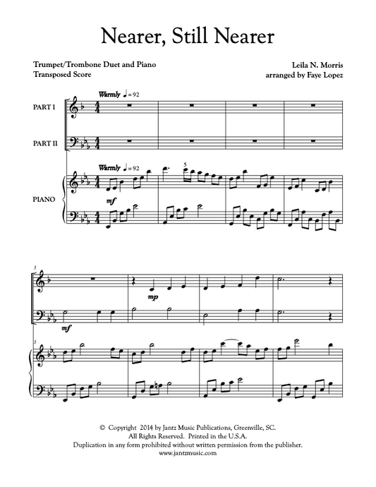Nearer, Still Nearer - Trumpet/Trombone Duet