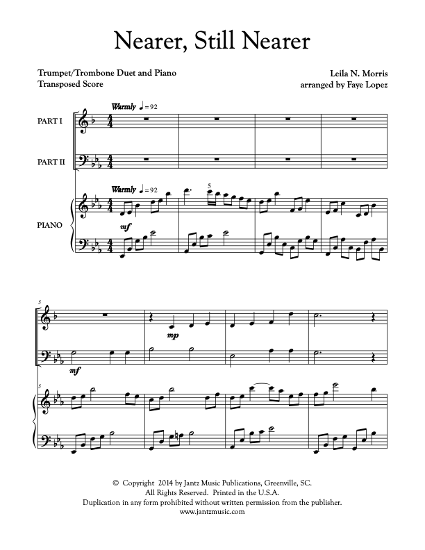 Nearer, Still Nearer - Trumpet/Trombone Duet