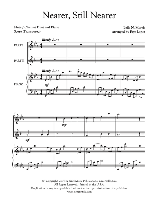 Nearer, Still Nearer - Flute/Clarinet Duet