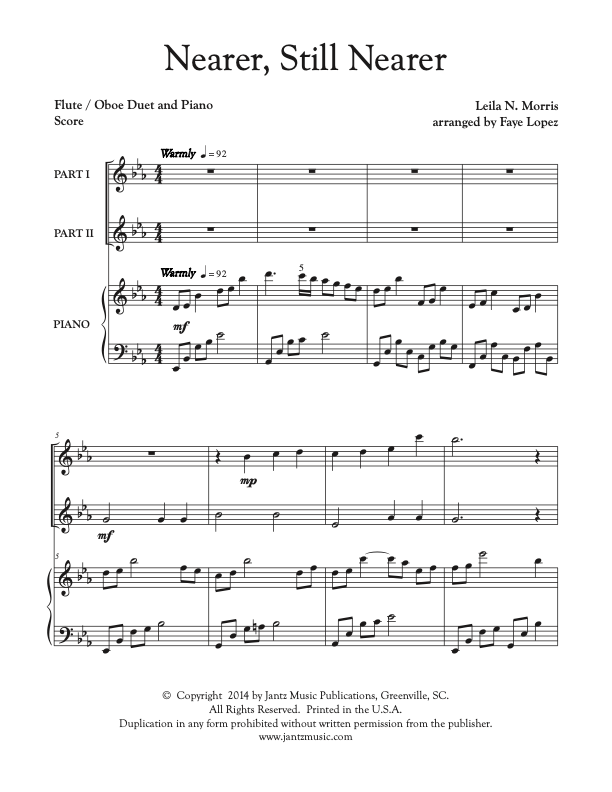 Nearer, Still Nearer - Flute/Oboe Duet
