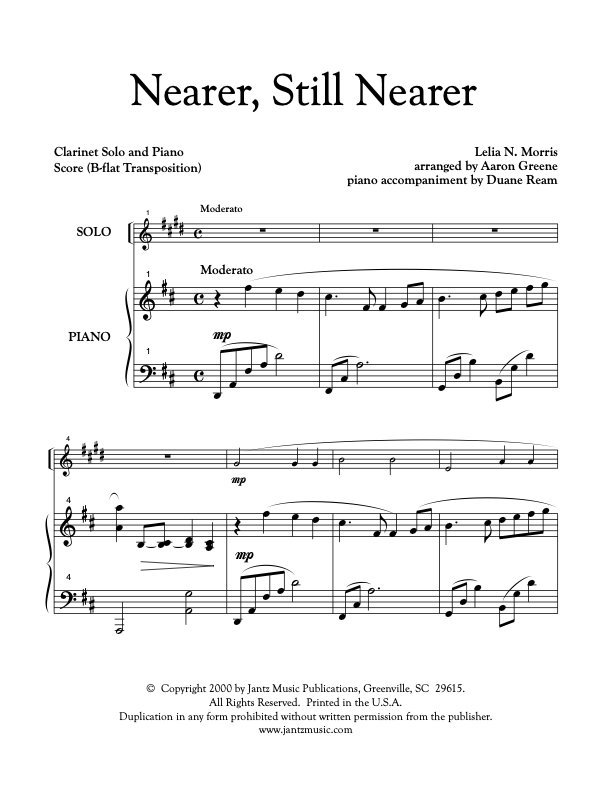 Nearer, Still Nearer - Clarinet Solo