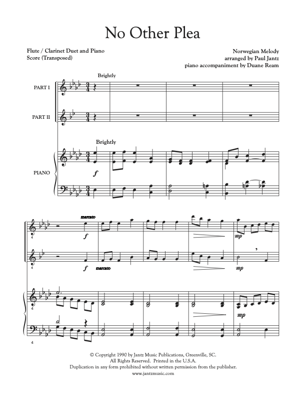 No Other Plea - Flute/Clarinet Duet