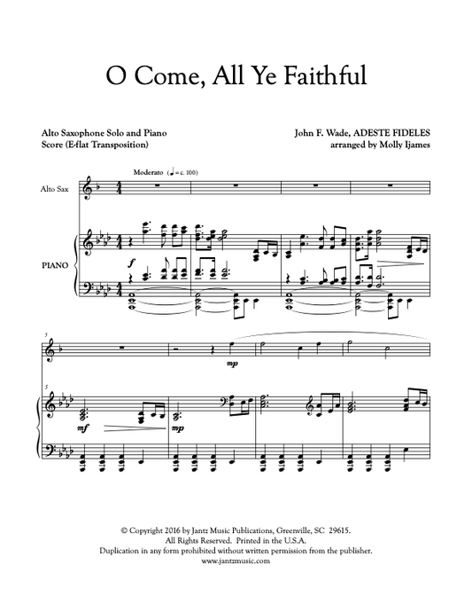 O Come, All Ye Faithful - Alto Saxophone Solo