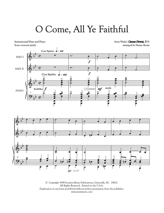 O Come, All Ye Faithful - Combined Set of All Duet Instrument Options