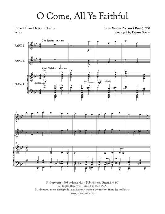 O Come, All Ye Faithful - Flute/Oboe Duet