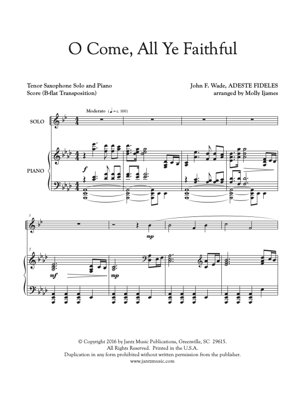O Come, All Ye Faithful - Tenor Saxophone Solo