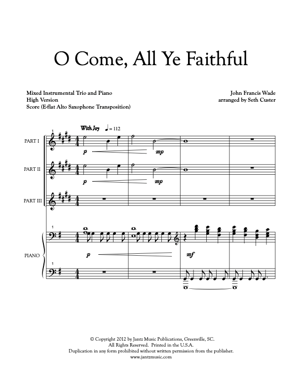 O Come, All Ye Faithful - Alto Saxophone Trio