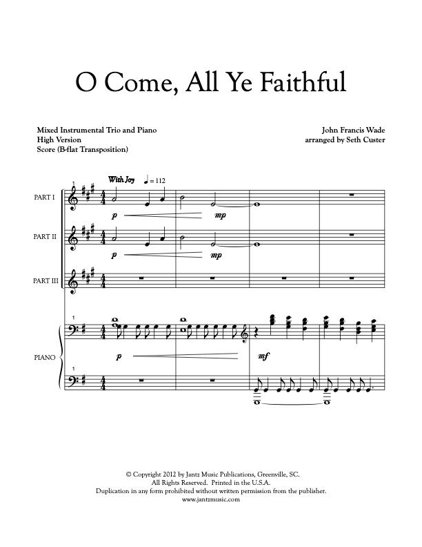 O Come, All Ye Faithful - Clarinet Trio – Jantz Music Publications