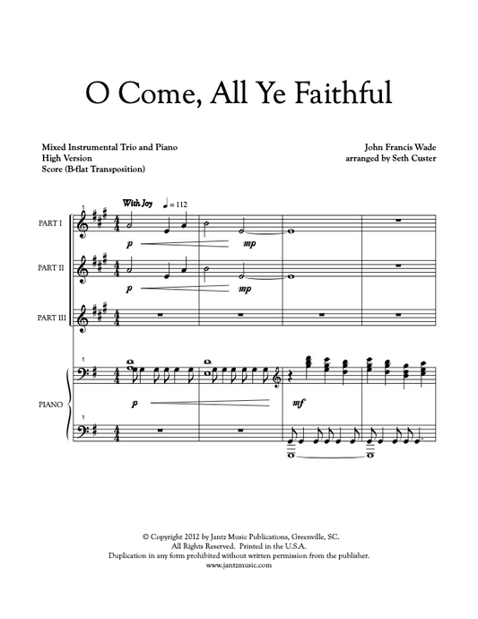 O Come, All Ye Faithful - Clarinet Trio