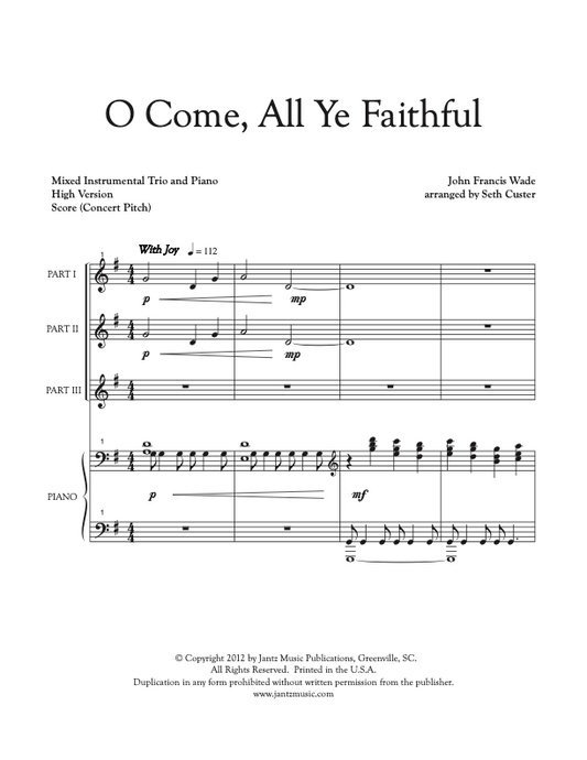O Come, All Ye Faithful - Combined Set of Flute/Clarinet/Alto Saxophone Trios