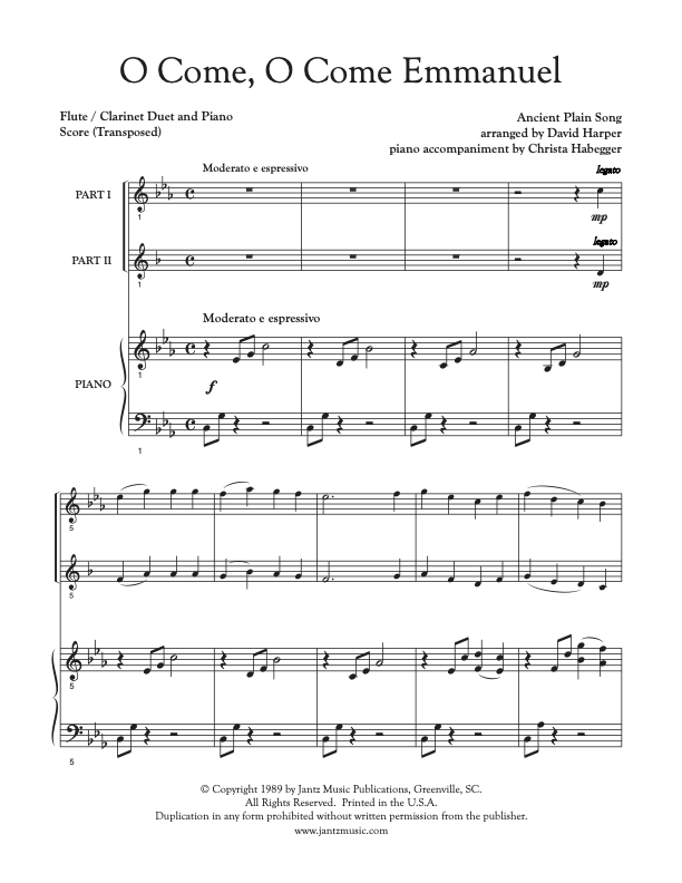 O Come, O Come Emmanuel - Flute/Clarinet Duet