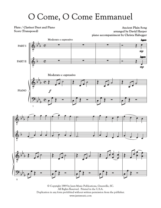 O Come, O Come Emmanuel - Flute/Clarinet Duet