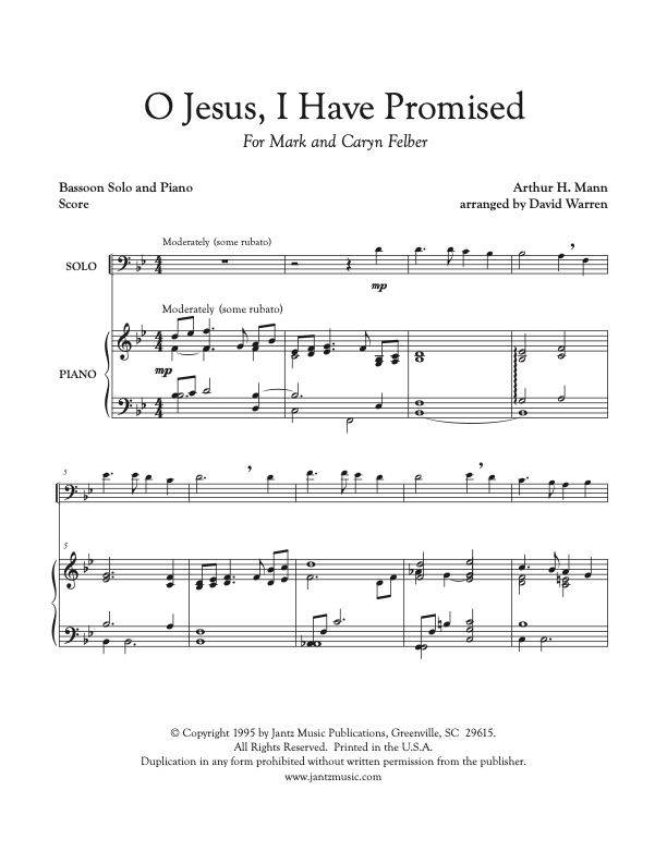 O Jesus, I Have Promised - Bassoon Solo