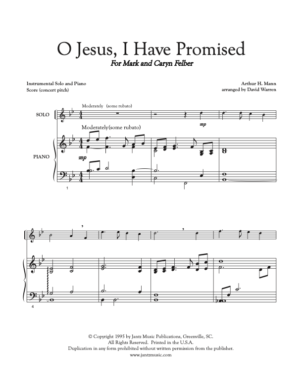 O Jesus, I Have Promised - Combined Set of All Solo Instrument Options