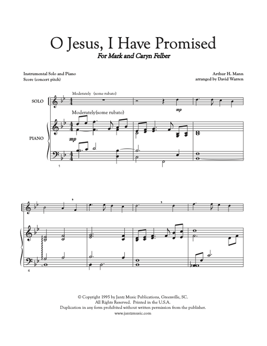 O Jesus, I Have Promised - Combined Set of All Solo Instrument Options
