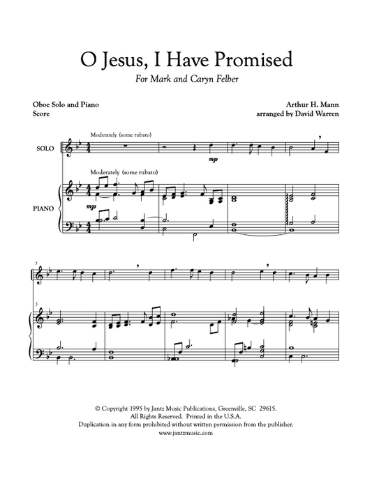 O Jesus, I Have Promised - Oboe Solo