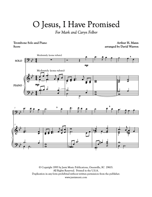 O Jesus, I Have Promised - Trombone Solo