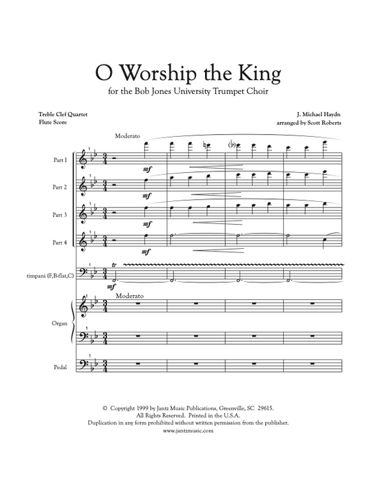 O Worship the King - Flute Quartet w/ organ