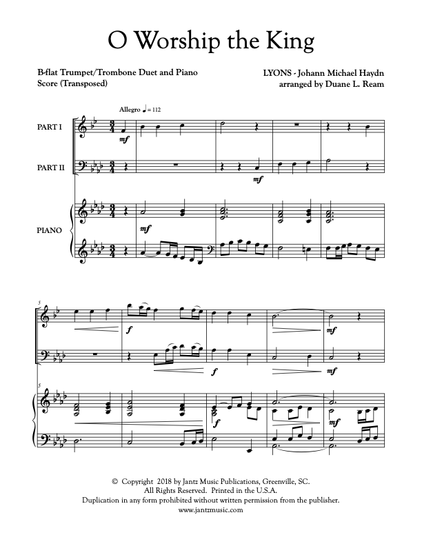 O Worship the King - Trumpet/Trombone Duet