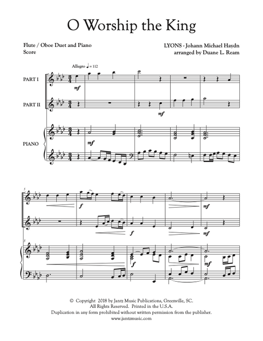 O Worship the King - Flute/Oboe Duet