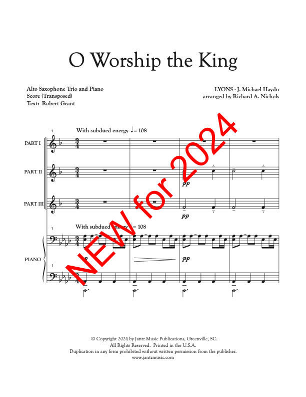 O Worship the King - Alto Saxophone Trio – Jantz Music Publications