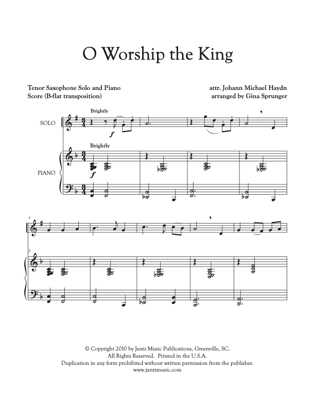 O Worship the King - Tenor Saxophone Solo