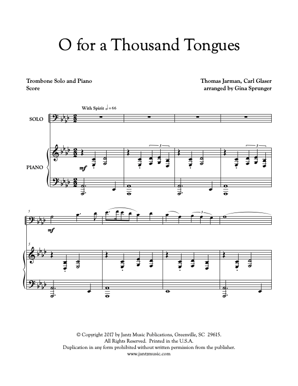 O for a Thousand Tongues to Sing - Trombone Solo