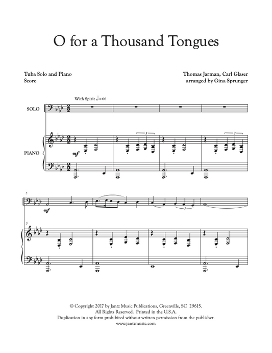 O for a Thousand Tongues to Sing - Tuba Solo