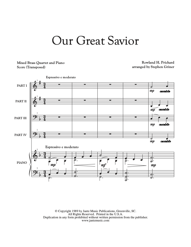 Our Great Savior - Mixed Brass Quartet w/ piano