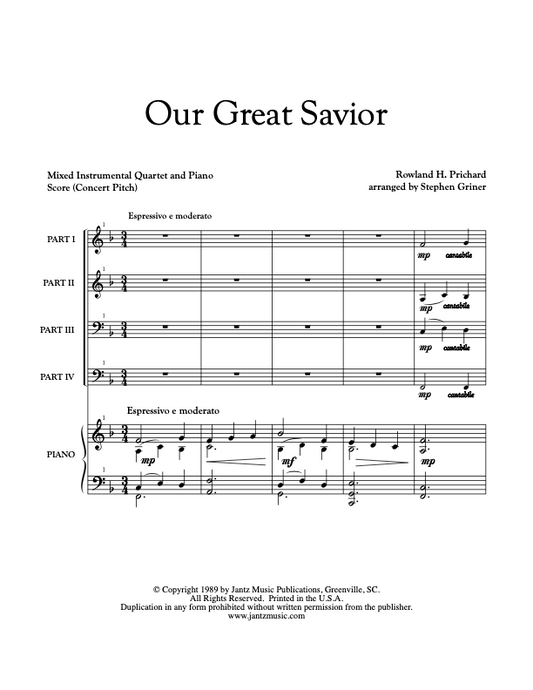 Our Great Savior - Combined Set of Both Mixed Quartet Versions w/ piano
