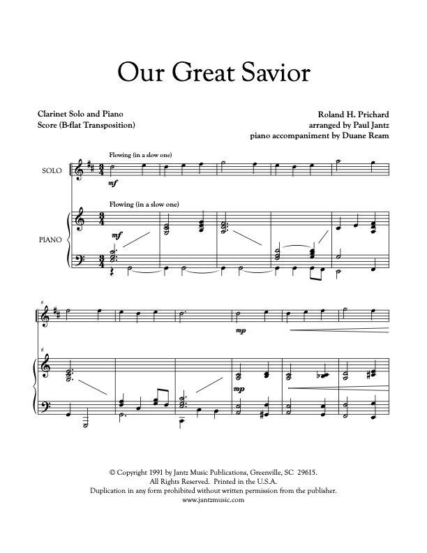 Our Great Savior - Clarinet Solo