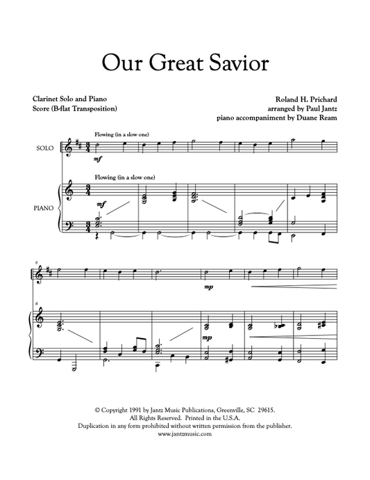 Our Great Savior - Clarinet Solo