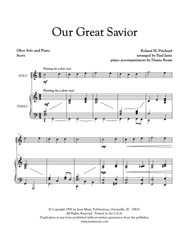 Our Great Savior - Oboe Solo – Jantz Music Publications