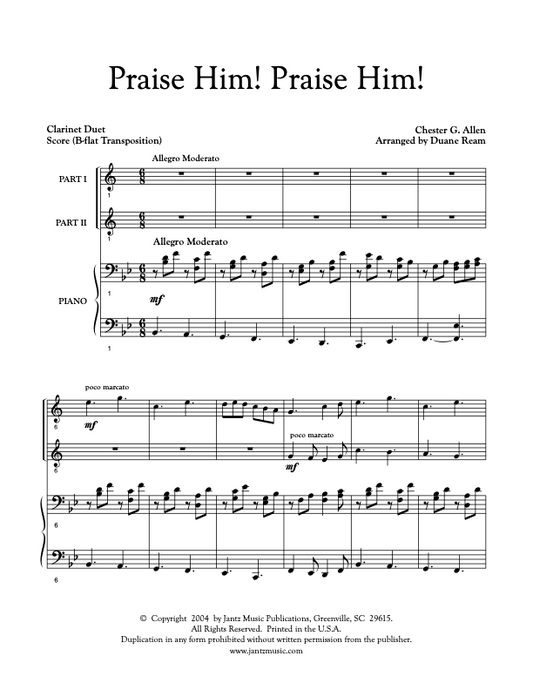 Praise Him! Praise Him! - Clarinet Duet